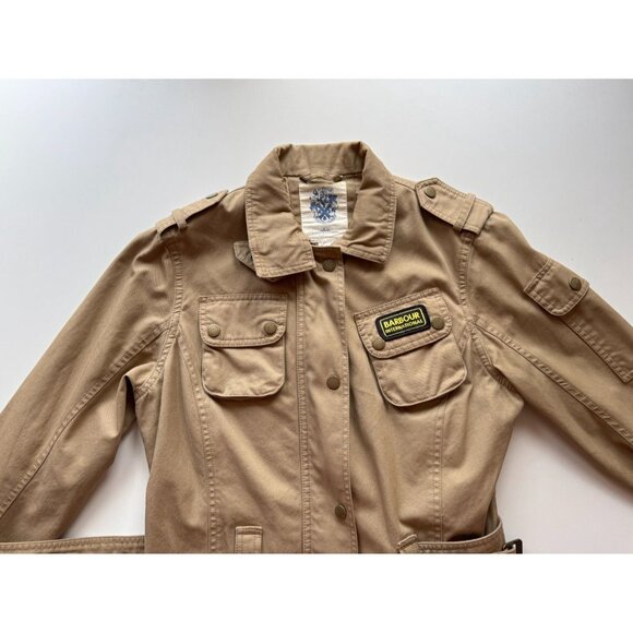 BARBOUR Tan Cotton Washed Twill International Belted Field Jacket, Size 6 - Picture 6 of 16